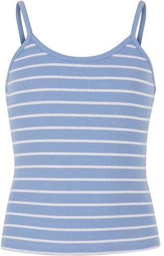 Urban Classics Mädchen T-Shirt 96% Baumwolle, 4% Elastan puderblau/weiß 134-140