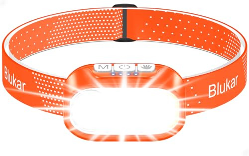 Blukar Linterna Frontal Temperatura de Color Dual, Super Brillante Recargable Linterna Cabeza,12 Modos, Atenuación Continua, Impermeable y 30 Horas de Autonomía para Cortes de Energía/Acampar/Correr