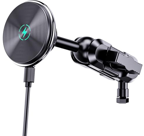 Kaishengyuan Magnetische Ladehalterung mit 8 cm Doppelbuchsenarm + Verlängerung, drehbarer Montagearm, kompatibel mit iPhone und Android-Smartphones, passend für 25 mm (0,98 Zoll) Befestigungskugel