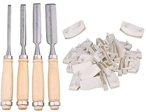 Yibuy 30 Pcs Bed Slat Single End Holders w/ 4x Wood Chisel 7mm 12mm 15mm 22mm
