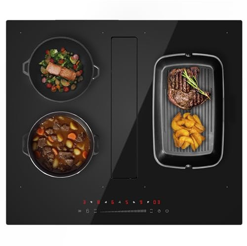 Cecotec Placa de Inducción de 2 Zonas FullFlex con Campana Integrada 60cm Bolero Squad IH 4200 FullFlex. 7200W, 9 Niveles, Booster, Kidlock, Succión 531,1m3/H con 3 Velocidades