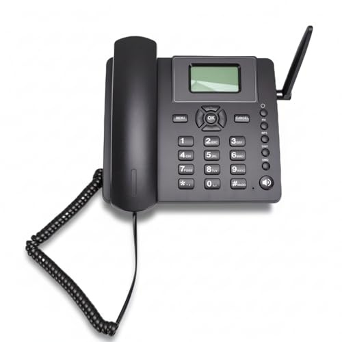 Sxhlseller Téléphone de Bureau sans Fil GSM, Double Carte SIM, Quadband 2G, Téléphone Fixe sans Fil avec Antenne, Radio, Réveil, Batterie 1200 MAh