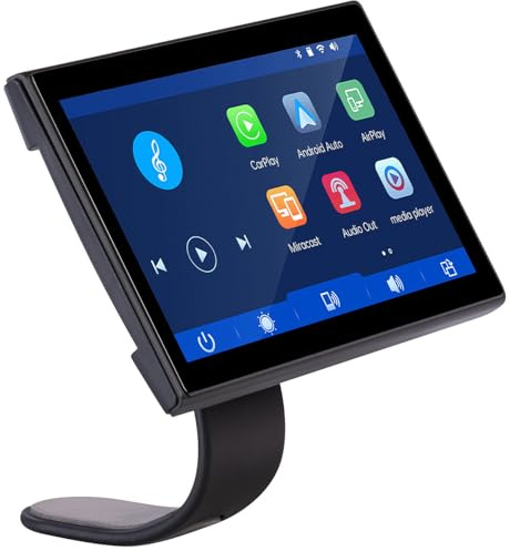 Lescars Navigation: IPS-HD-Touchscreen, 7/17,8 cm, für Apple CarPlay & Android Auto, 360° (Apple Carplay Displays, Android Auto Display)