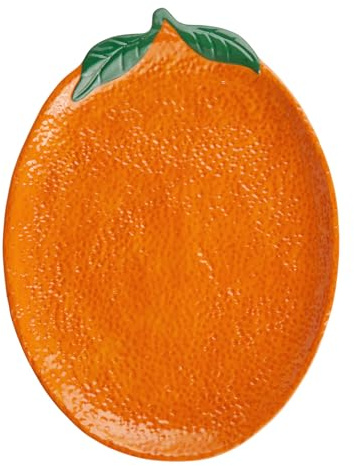 BUTLERS Dekoteller Steinzeug - ORANGE - Fruchtdesign | Farbe Orange - 28x21x3 cm - Schmuckteller für Ringe & Ketten - Zierteller für Schlüssel & Münzen