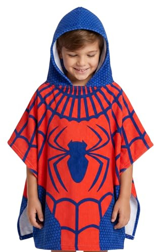 Marvel Spider-Man Poncho Handtuch, Strandtuch, Kapuzenbadetuch, Kinder Schwimmhandtuch