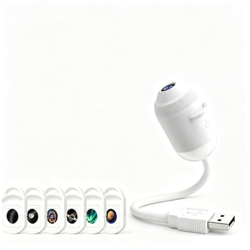 Projecteur Veilleuse Holographique 5D HD 2-en-1, Projecteur Galaxie Plafond USB, Plug-and-Play HD Star Projector, Projecteurs Galaxie - Lampe Étoile Céleste USB (6 Films)