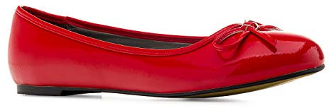 Andrés Machado - Klassische Ballerinas für Damen– TG104 – Loafer mit flachem Blockabsatz – Elegante Damenschuhe Slipper für den Sommer aus Lacklederimitat – Rot EU 46