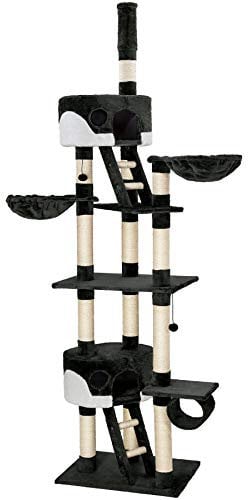 Tectake® Arbre à Chat XXL Griffoir en Sisal 243-260 cm - Maison Intérieure avec Grattoir, Couchage, Hamac, Échelle et Panier pour Chat