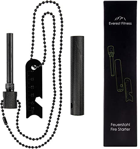 EVEREST FITNESS Feuerstahl, Feueranzünder, Feuerstein für den Outdoor-Bereich, Camping, Survival, Easy Grip