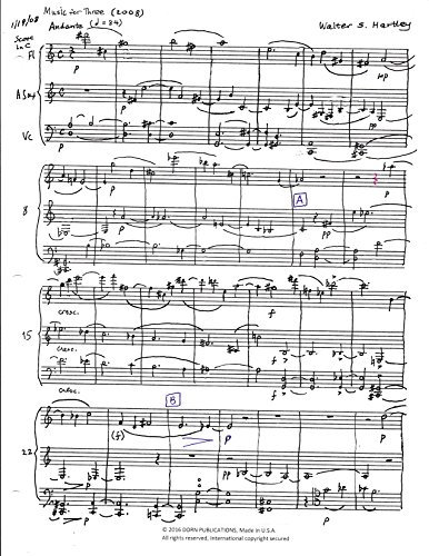 Music for Three for Flute, Alto Saxophone and Cello by Walter S. Hartley