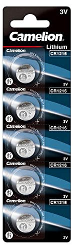 Camelion 13005216 - Lithium Knopfzellen-Batterie CR1216 mit 3 Volt, 5er Set, Kapazität 25 mAh, für verschiedenste Geräte- und Verbraucheranforderungen