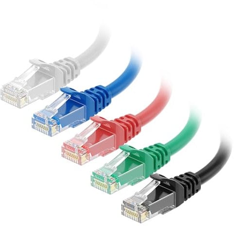 Cable Matters Paquete de 5, 10G Cable Ethernet Cat 6 corto Moldeado 1,5m (Cable Cat 6, RJ45 Cat 6) Cable Red - 1,5 metro