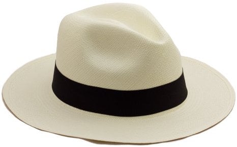 Chapeau Panama Traditionnel. Roulable et tissé. Paille naturelle. Gamme de couleurs. Extrêmement léger et respirable., Noir, 59