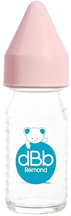 Biberon Régul'Air 110 ml dBb Remond en verre - tétine NN -nouveau-né- anti-coliques en caoutchouc - rose