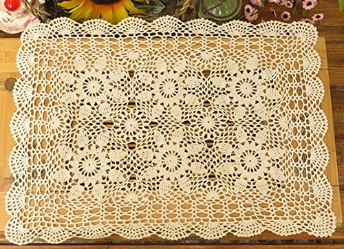laivigo handgefertigt Crochet Spitze Tischdecke Deckchen Spitzendeckchen, Rechteck, 61–78,7 cm, baumwolle, beige, 20 x 24 Inch