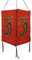 GURU SHOP Lokta Papier Hänge Lampenschirm, Deckenleuchte aus Handgeschöpftem Papier - Om Rot, Lokta-Papier, 28x18x18 cm, Asiatische Lampenschirme aus Papier & Stoff