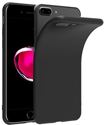 COPHONE® Coque Noir Compatible avec iPhone 8 Plus, Housse Etui Noir en Gel TPU Silicone Souple Ultra Mince avec Anti Choc pour iPhone 8 Plus
