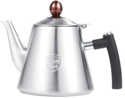 1,2L Théière à Thé, Théière en Acier Inoxydable Cafetière en Argent avec Poignée en Silicone Résistant à la Chaleur pour Cuisine, Cafétéria, Hôtel, Restaurant et Bureau.(mat)