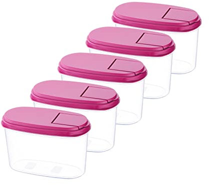 MiraHome Schüttdose für Müsli 1L 5er Set Rosa – Vorratsdosen mit Deckel luftdicht – Frischhaltedosen mit Deckel – Aufbewahrungsbox Küche für Mealprep & Organisation