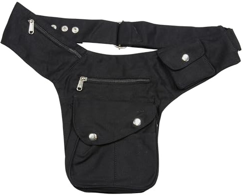 Freak Scene Premium Gürteltasche - Buddy - schwarz - silberfarben - Bauchtasche - Hüfttasche