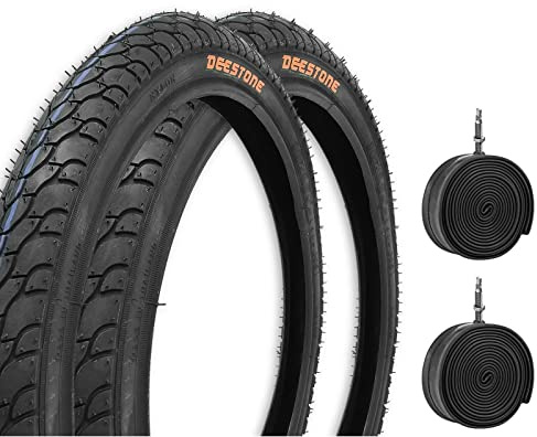 Deestone EBA24NED 2 Reifen schwarz 24 x 1,75 (44-507) + 2 Luftkammern City Bike Fahrrad Graziella Fahrrad