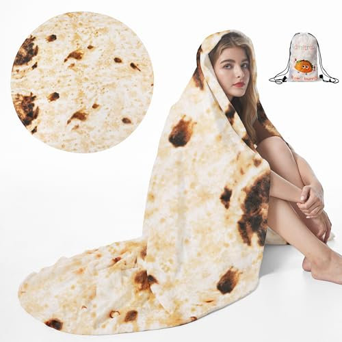 Admitrack Burrito Tortilla-Decke, doppelseitig, superweicher Flanell-Überwurf, 203,2 cm, weißer Elefant, Geschenk für Weihnachten, Erwachsene, Kinder, Paare, Partys