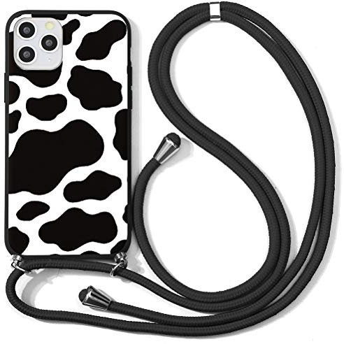 ZhuoFan Handykette Handyhülle für iPhone 12/12 Pro Hülle mit Band, Aesthetic Weich Silikon Schutzhülle Kühe Motiv mit Kordel zum Umh?ngen Einstellbar 63in Halsband Necklace Lanyard Case