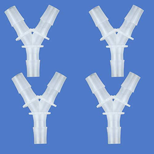Quickun Lot de 4 raccords cannelés en forme de Y 3 voies en plastique pour tuyau de conduite d'air