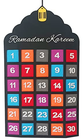 Ramadan Kalender Filz Eid Mubarak Hängen Countdown Kalender 2023 Ramadan Adventskalender Mit Taschen Für Kinder, Eid Geschenke Ramadan Dekorationen Partyzubehör