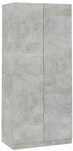 Tidyard Armadio Grigio Cemento 90x52x200 cm in Truciolato,con 2 Ante,Armadio Camera da Letto,Stampelle Armadio,con Un Compartimento Alto e Un'asta all'Interno