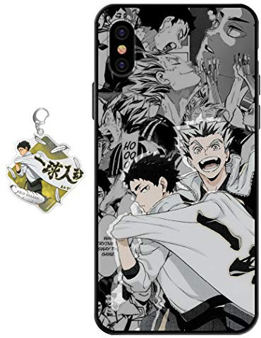 Compatible with iPhone XS Max Case Anime Design [With Figure Keychain], Soft Silicone Flexible TPU Volleyball Animation Phone Case for iPhone XS Max