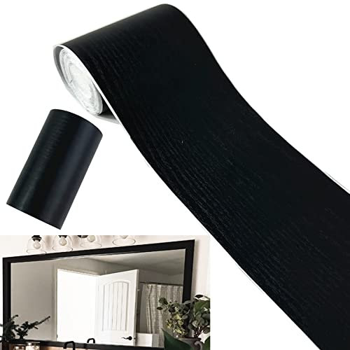 Schwarze Holztapetenbordüre, selbstklebend, für Badezimmer, Küche, Decke, Fliesenbordüre, wasserdicht, entfernbar, 10 m