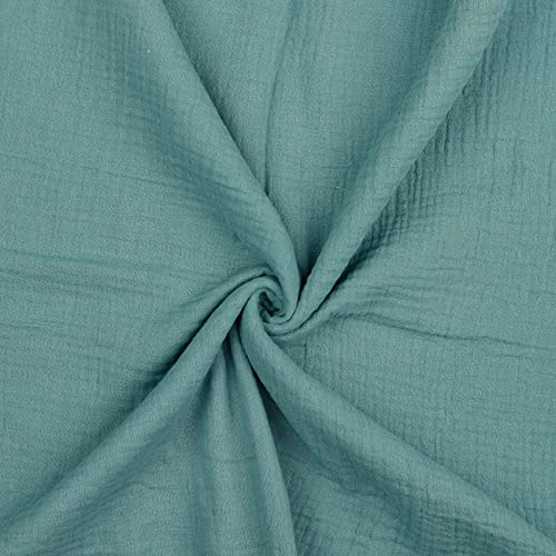 VmG-Store Double Gauze Musselin Stoff Tex zertifiziert Uni Meterware über 40 Farben 100% Baumwolle (017 I Grün, 200 x 135cm)
