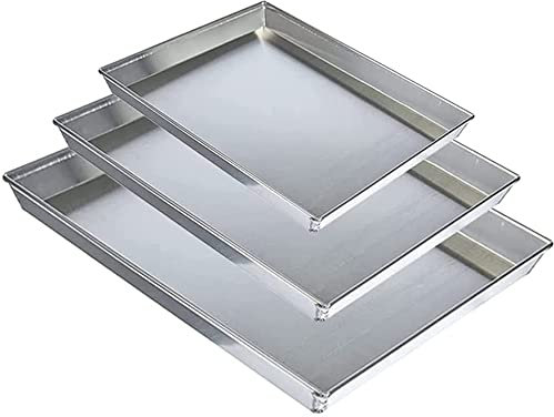 NOBILE LOVELYCARE X 3 teglia alluminio rettangolare per pizze rustici e dolci tris Teglie da forno banda lattata color argento