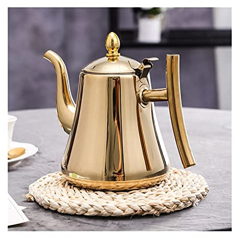 caihuashopping Coffee Pot Coffee Kettle with Handle Stainless Steel Coffee Pot Home Hotel Coffee Pot Induction Filter Teapot Perfect for Coffee Lover Coffee Pots (Color : Gold 1L)