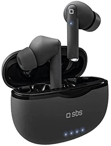 SBS Auricolari True Wireless Stereo Bluetooth in-ear per smart working, ufficio, didattica a distanza, fino a 6 ore di musica e chiamate, con ricevitore dongle USB e basetta di ricarica, nero