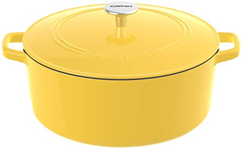 Cuisinart Chef's Classic Enameled Cast Iron 7-Quart Round Covered Casserole, Enameled Yellow