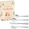 Maverton Kids Silverware in a Wooden Box – Personalised Animals Cutlery Set – Stainless Steel Engraved Utensil Set – for Girls - Bunnies