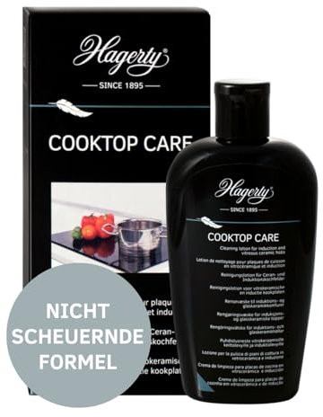 HAGERTY Cooktop Care Kochfeldreiniger Effektive Pflege-Lotion für Glaskeramik- und Induktionskochfelder, Kräftiger Ceranfeldreiniger mit Diatomeenerde, Herd-Reiniger mit Schutzwirkung, 250 ml