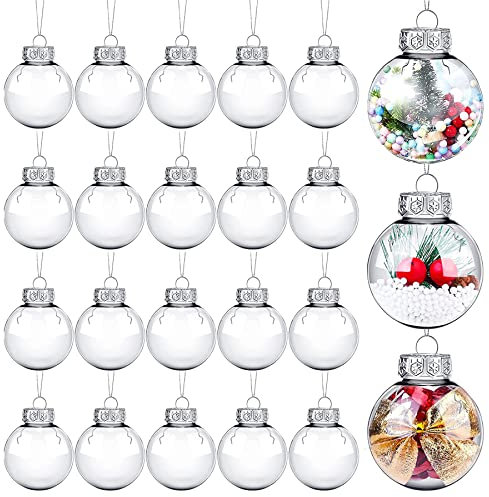 20PCS Klar Weihnachtskugeln,Befüllbare DIY Christbaumkugeln aus Plastik,6cm Basteln,Durchsichtige Kunststoffkugeln, Baumschmuck,Christbaumschmuck,Weihnachten Deko