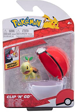 Pokémon - Chelast (Pokémon) Clip'n'Go Pokéball - Offizieller 5 cm Actionfigur mit detaillierter Chelast Figur