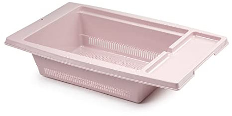 CABLEPELADO Escurreplato de plastico para Fregadero - Escurridor Verduras - Escurridor Pasta - 2 modulos - Resistente PP5 - Gran Capacidad - Ligero - Libre de BPA - Apto Lavavajillas - Color Rosa