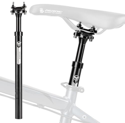 GEWAGE Tige de Selle de vélo,Tige de Selle à Ressort pour 27,2/30,9/31,6 x 400 mm, Tige de Selle à Ressort en Alliage d'aluminium pour MTB vélo de Course BMX eBike (31.6)