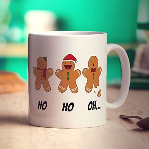 Ho Ho Oh... Gingerbread Christmas Mug - Cute Xmas Gift for Christmas, Holidays, Hot Chocolate - Festive Present for Him, Her, Mum, Dad, Son, Daughter, Friend - 11oz Ceramic Cup