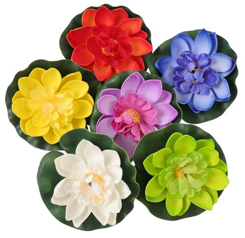 Mipcase 6stücke Lotusblume Schwimmend Dekoration Für Fischtanks Garten Pool Wasserpflanze Imitation Ornament Ohne Gießen Nötig