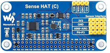 Sense HAT (C) for Raspberry Pi Series Board, with Multi Sensors Onboard, AD Expansion to Supports External Sensors