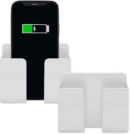 TiciKim 2 Stück Wandhalterung Handy Ladegerät Halterung mit 3M Kleber, Handy Wandhalterung für Ladegerät, Fernbedienung Halterung Wand, Handyhalter für Bett Wohnbereich (Weiß)