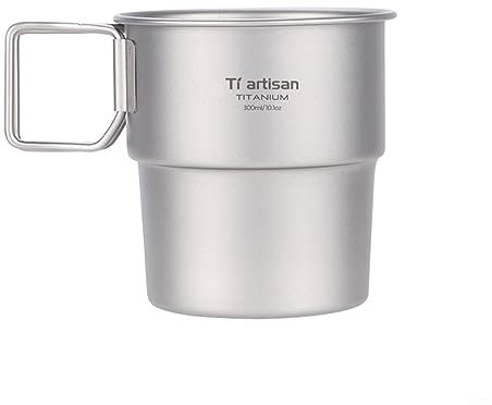 Camping-Tasse aus , 300 ml, , leichte Kaffeetasse mit Deckel, stapelbarer Becher für Outdoor, Camping, Rucksackreisen, Wandern (A)