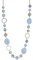 Bulinlin Damen Lange Perlenkette Statement Boho Silber Metallkette Hochzeitstag Modeschmuck Geschenke Pullover Halskette für Frauen (Light blue)