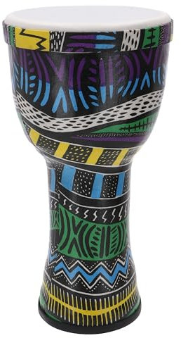 GURU SHOP Farbige Djembe/Holztrommel/Percussion Rhythmus Klang Instrument - Motiv 6/42 cm, Mehrfarbig, Musikinstrumente